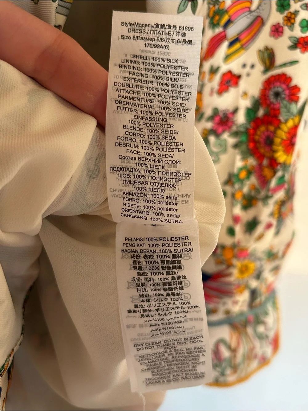 NWOT Tory Burch Silk Promised Land Floral Birds Contrast Dress Size 6
